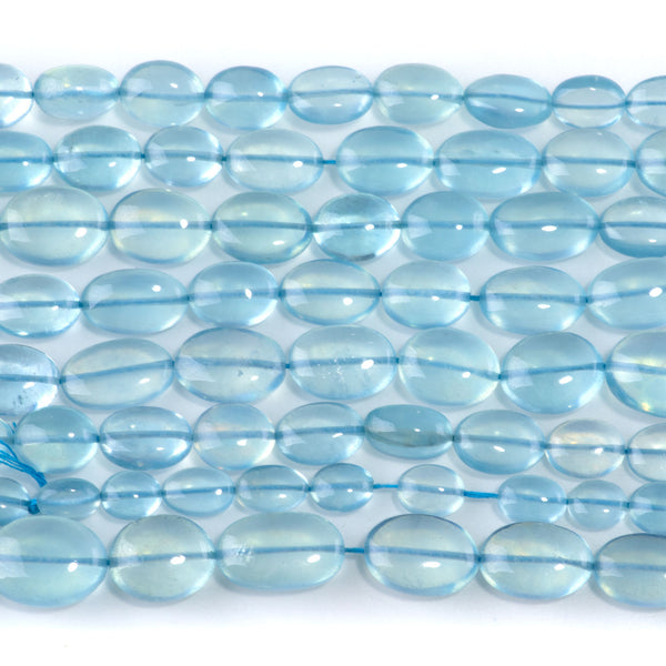 Aquamarine 5x6-10x16mm Graduated Irregular Oval - 16-17 Inch