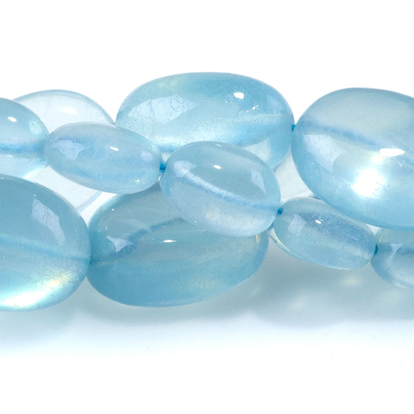 Aquamarine 5x6-10x16mm Graduated Irregular Oval - 16-17 Inch