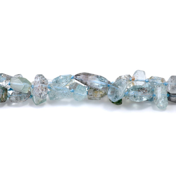 Devil Aquamarine 6x8-10x13mm Long Drill Faceted Nugget A Grade - 15-16 Inch