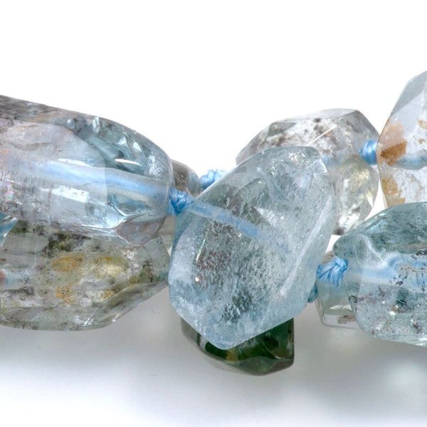 Devil Aquamarine 6x8-10x13mm Long Drill Faceted Nugget A Grade - 15-16 Inch