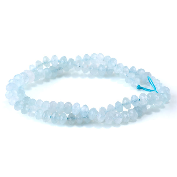 Aquamarine 4x6mm Rondelle Faceted A Grade - 15-16 Inch