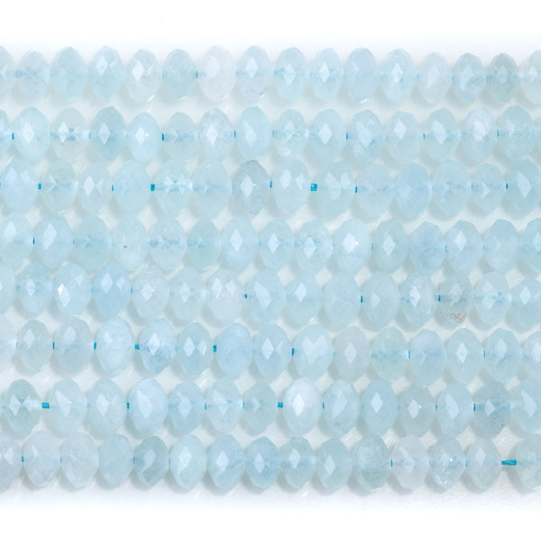 Aquamarine 4x6mm Rondelle Faceted A Grade - 15-16 Inch