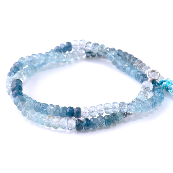 Aquamarine 6mm Banded Faceted Rondelle - 17-18 Inch