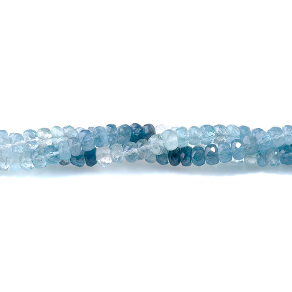 Aquamarine 6mm Banded Faceted Rondelle - 17-18 Inch