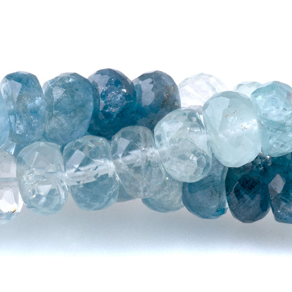 Aquamarine 6mm Banded Faceted Rondelle - 17-18 Inch
