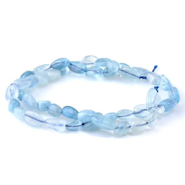 Aquamarine 7x9-8x10mm Pebble - 15-16 Inch