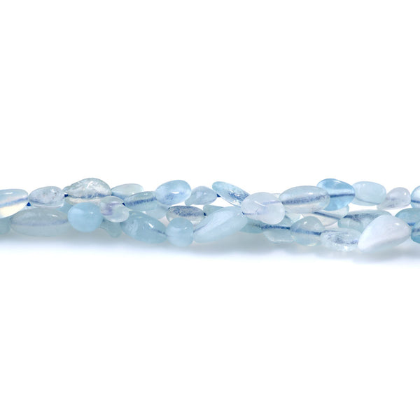 Aquamarine 7x9-8x10mm Pebble - 15-16 Inch