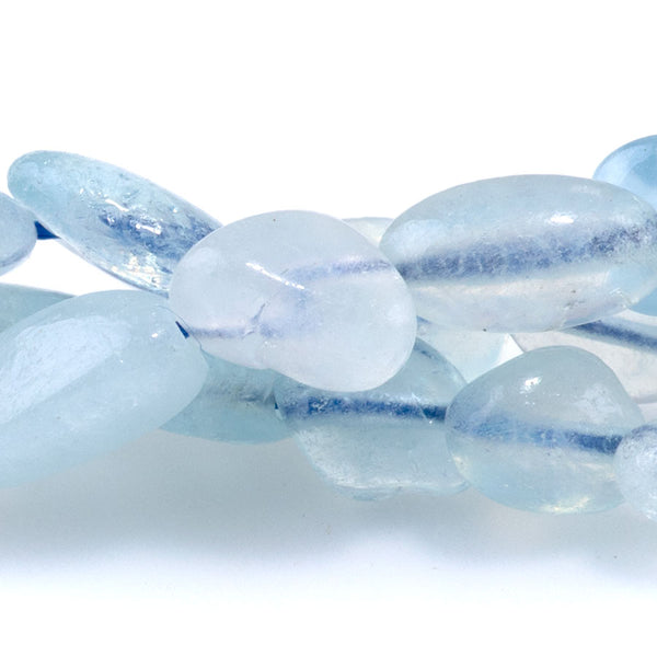 Aquamarine 7x9-8x10mm Pebble - 15-16 Inch