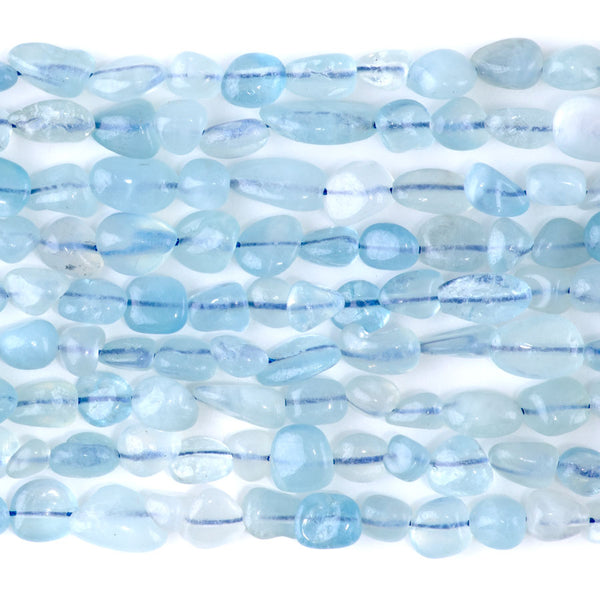 Aquamarine 7x9-8x10mm Pebble - 15-16 Inch