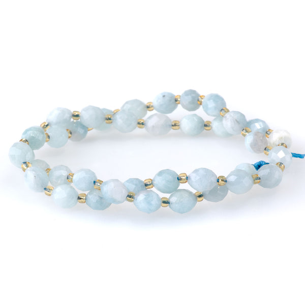 Aquamarine 7x8mm Faceted Rice Bead - 15-16 Inch