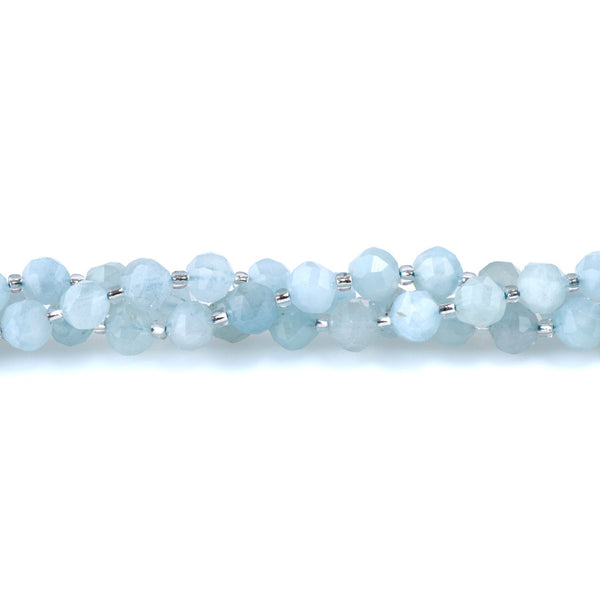 Aquamarine 7x8mm Faceted Round Nugget A Grade - 15-16 Inch