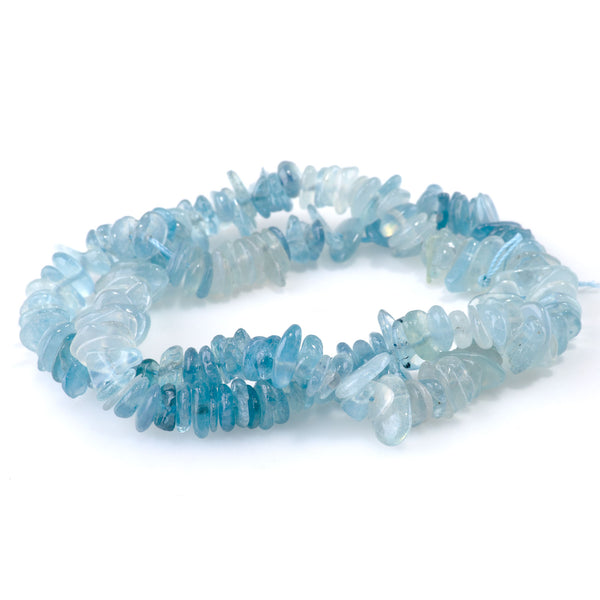 Devil Aquamarine 9-11mm Banded Chips - 15-16 Inch