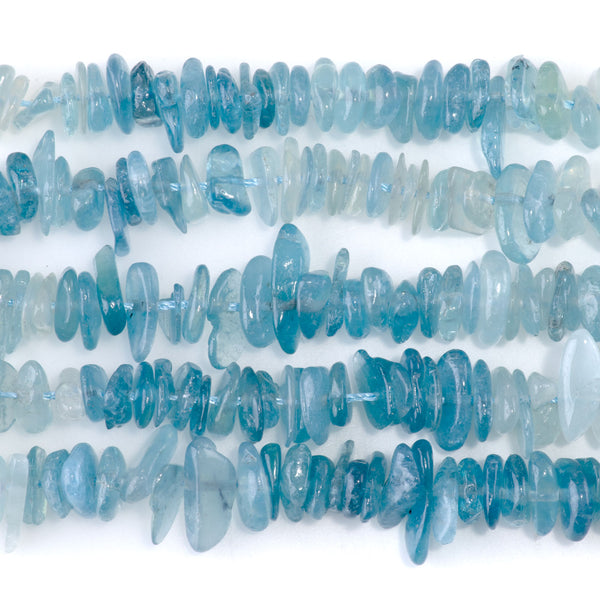 Devil Aquamarine 9-11mm Banded Chips - 15-16 Inch
