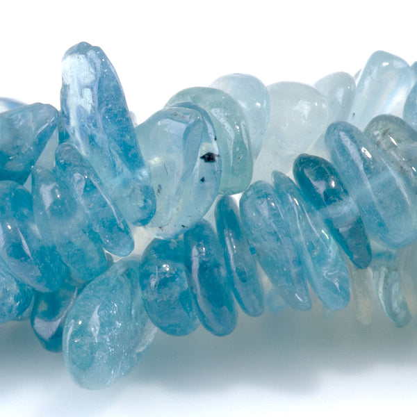 Devil Aquamarine 9-11mm Banded Chips - 15-16 Inch
