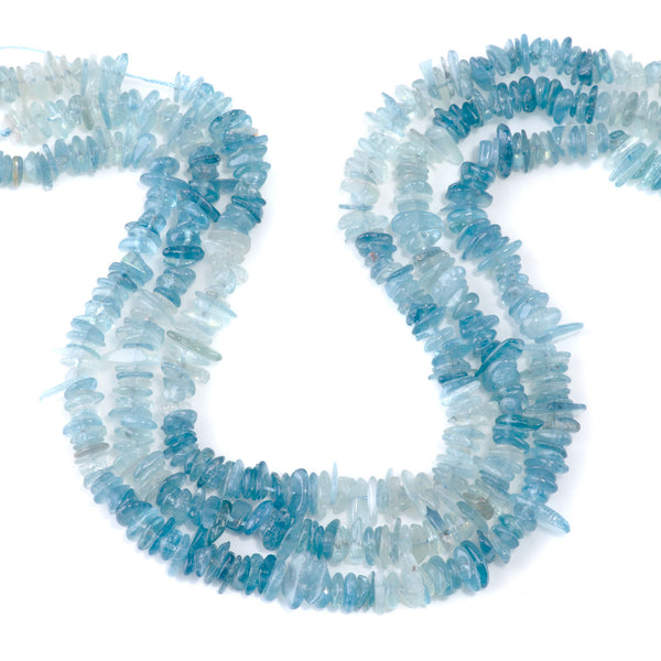Devil Aquamarine 9-11mm Banded Chips - 15-16 Inch