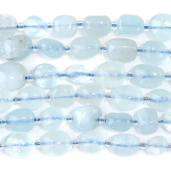 Aquamarine 9x11-10x14mm Tumble Nugget A Grade - 15-16 Inch