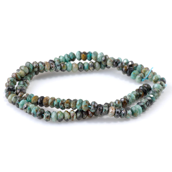 African Turquoise 3x6mm Faceted Rondelle - 15-16 Inch