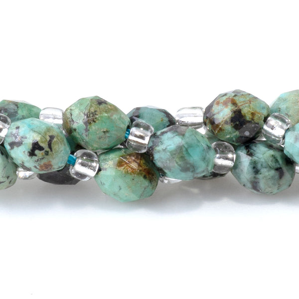 African Turquoise 4x6mm Faceted Triangle Cut Rice - 15-16 Inch