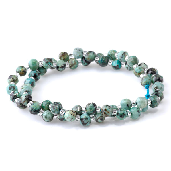 African Turquoise 6mm Faceted Lantern A Grade - 15-16 Inch