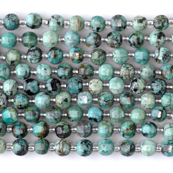 African Turquoise 6mm Faceted Lantern A Grade - 15-16 Inch