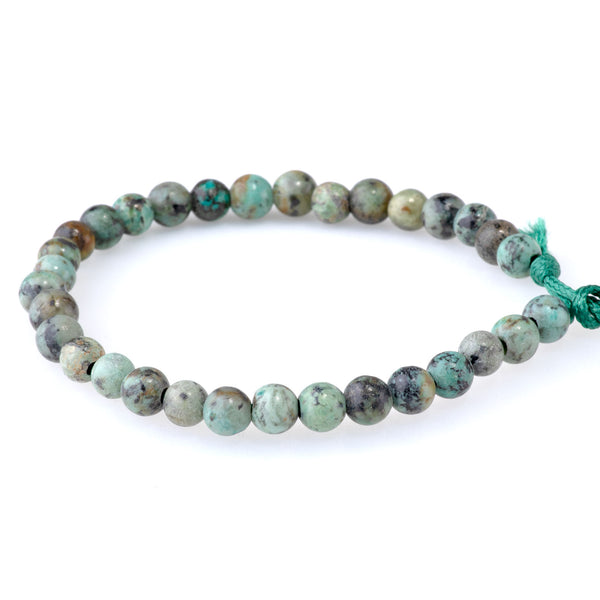 African Turquoise 6mm Round Matte Large Hole Beads - 8 Inch