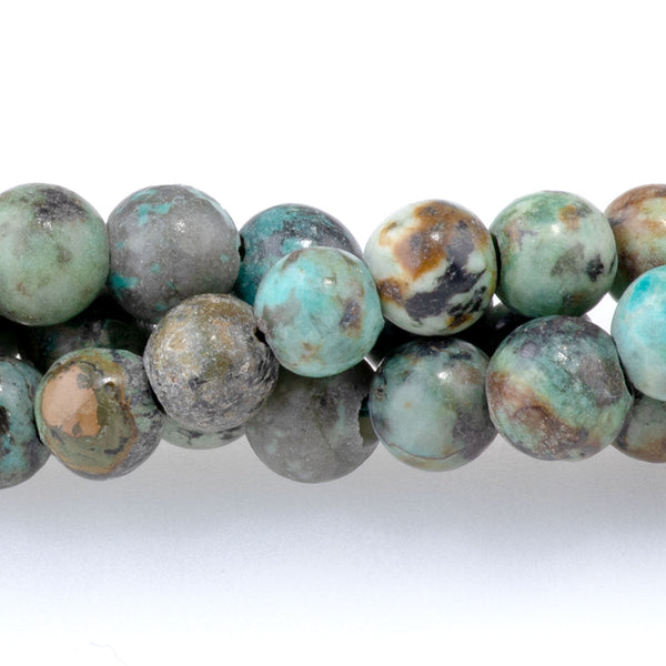 African Turquoise 6mm Round Matte Large Hole Beads - 8 Inch