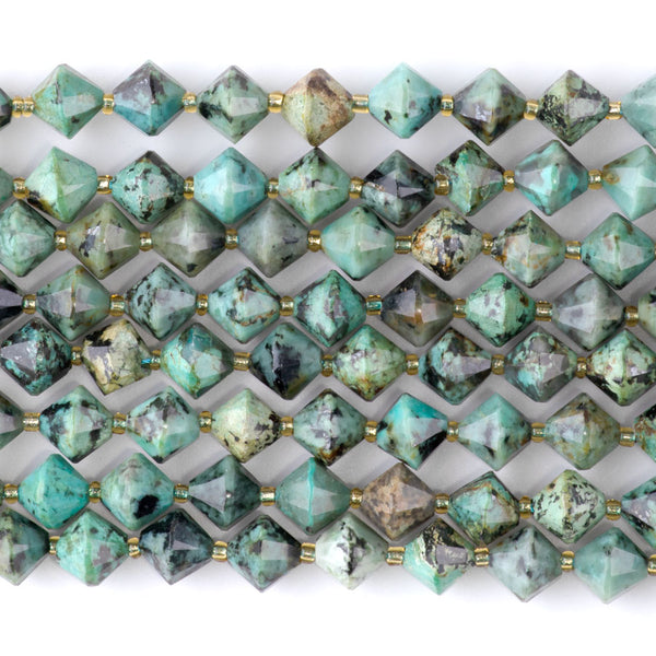 African Turquoise 8mm Faceted Bicone - 15-16 Inch
