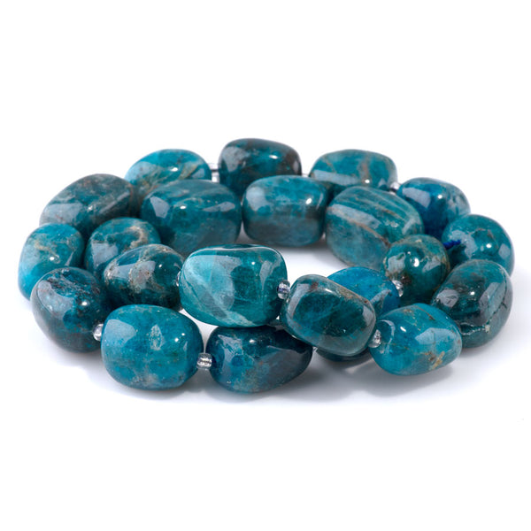 Blue Apatite 10x14-13x17mm Tumble Nugget - 15-16 Inch