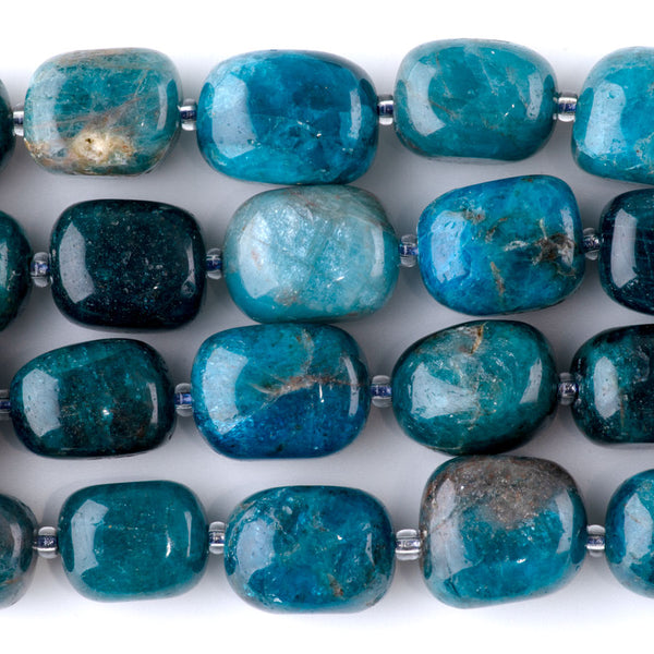 Blue Apatite 10x14-13x17mm Tumble Nugget - 15-16 Inch