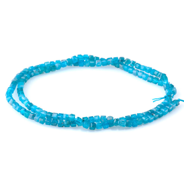 Blue Apatite 3mm Table Cut Cube A Grade - 15-16 Inch