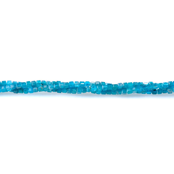 Blue Apatite 3mm Table Cut Cube A Grade - 15-16 Inch