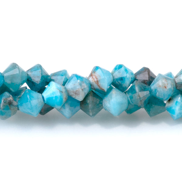 Blue Apatite 4mm Faceted Bicone - 15-16 Inch