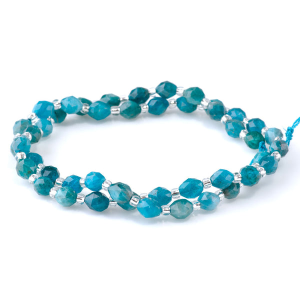 Blue Apatite 4x6mm Triangle Cut Faceted Rice Bead A Grade - 15-16 Inch