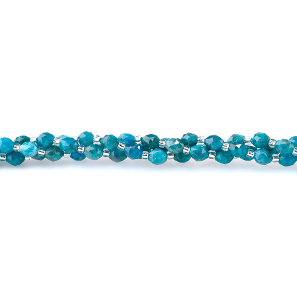Blue Apatite 4x6mm Triangle Cut Faceted Rice Bead A Grade - 15-16 Inch