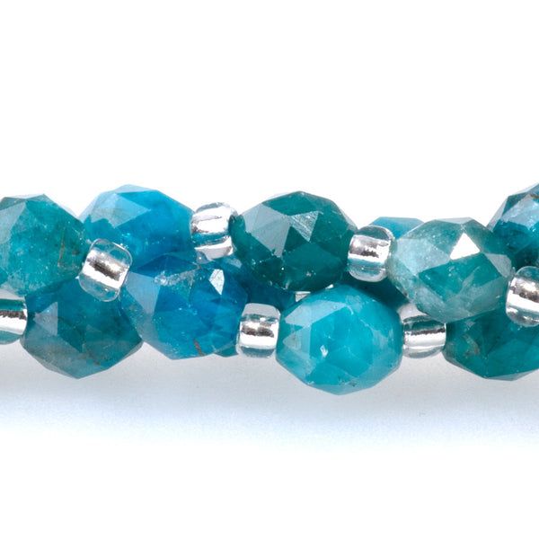 Blue Apatite 4x6mm Triangle Cut Faceted Rice Bead A Grade - 15-16 Inch