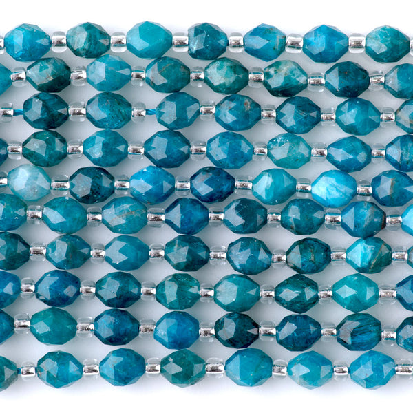 Blue Apatite 4x6mm Triangle Cut Faceted Rice Bead A Grade - 15-16 Inch