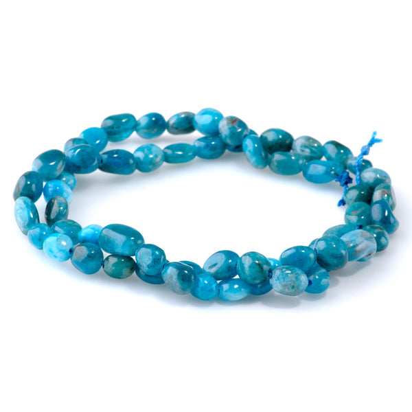 Blue Apatite 7x9-8x10mm Pebble - 15-16 Inch