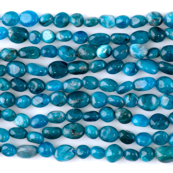 Blue Apatite 7x9-8x10mm Pebble - 15-16 Inch