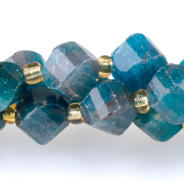 Blue Apatite 7x8mm Faceted Swirl Oval - 15-16 Inch
