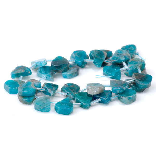 Blue Apatite 9x13-12x16mm Top Drill Irregular Flat Drop - 15-16 Inch
