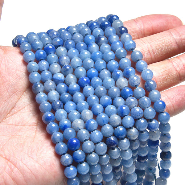 Blue Aventurine 6mm Large Hole Round - 8 Inch