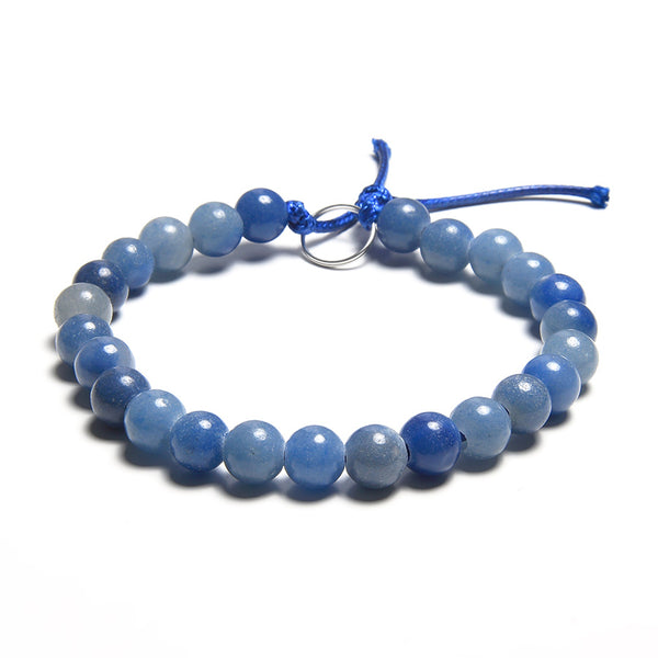 Blue Aventurine 8mm Large Hole Round - 8 Inch