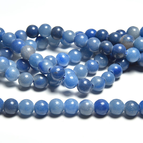 Blue Aventurine 8mm Large Hole Round - 8 Inch