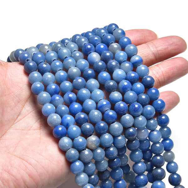 Blue Aventurine 8mm Large Hole Round - 8 Inch