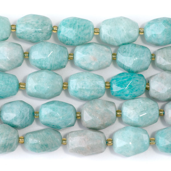 Brazilian Amazonite 10x13-14x17mm Faceted Tumble Nugget - 15-16 Inch