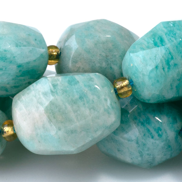 Brazilian Amazonite 10x13-14x17mm Faceted Tumble Nugget - 15-16 Inch
