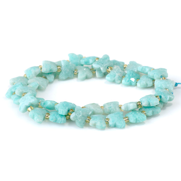 Brazilian Amazonite 10x8mm Faceted Butterfly A Grade - 15-16 Inch