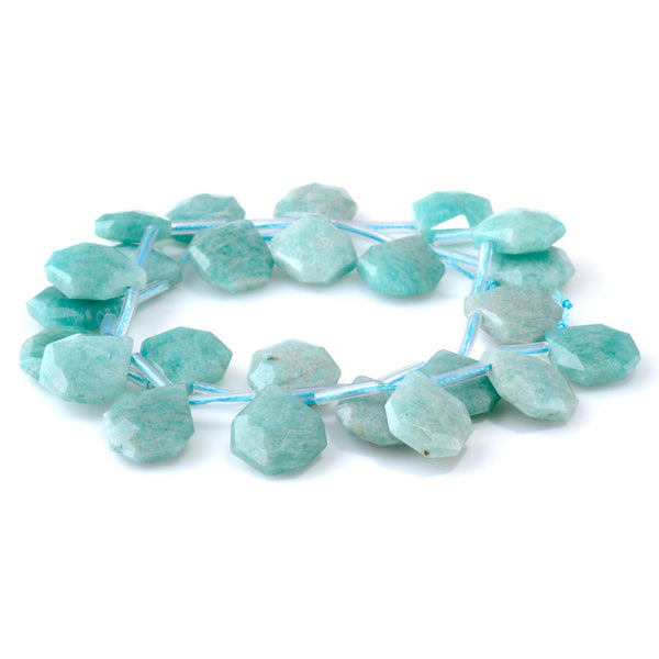Brazilian Amazonite 13x15mm Faceted Top Drilled Irregular Tear Drop - 15-16 Inch