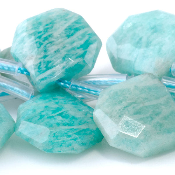 Brazilian Amazonite 13x15mm Faceted Top Drilled Irregular Tear Drop - 15-16 Inch
