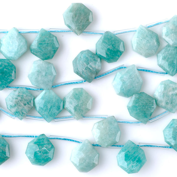 Brazilian Amazonite 13x15mm Faceted Top Drilled Irregular Tear Drop - 15-16 Inch